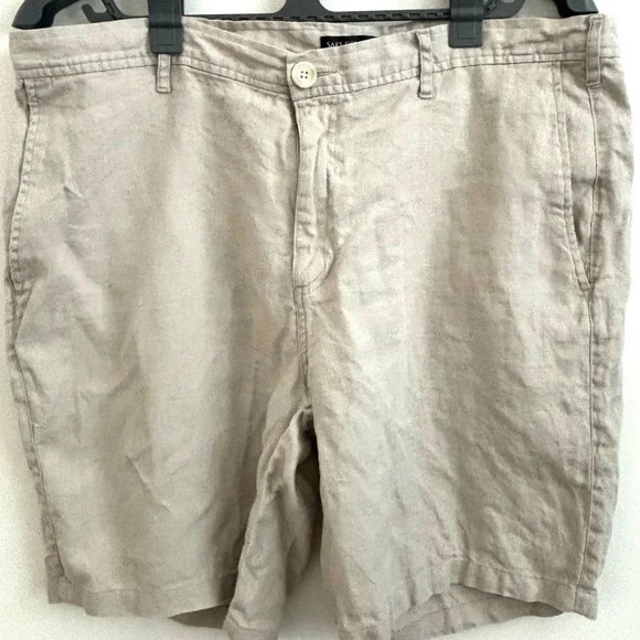 Saks fifth Avenue men’s 100% linen  shorts oatmeal size 38 - Picture 1 of 5